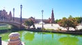 Panoramic of Plaza EspaÃ±a or MarÃ­a Luisa Park square in Seville