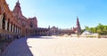 Panoramic of Plaza EspaÃ±a or MarÃ­a Luisa Park square in Seville