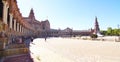 Panoramic of Plaza EspaÃ±a or MarÃ­a Luisa Park square in Seville