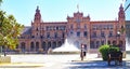 Panoramic of Plaza EspaÃ±a square in Seville