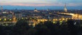 Panoramic postcard of Turin at dusk