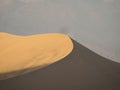 Panoramic postcard view of dry sand dunes texture pattern coastal desert oasis of Huacachina Ica Peru South America