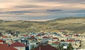 Panoramic Qobustan city at the foot of the hill, Azerbaijan