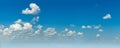 Panoramic of real Blue sky and white light clouds Royalty Free Stock Photo