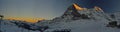 Panoramic red time at Kleine Scheidegg. Switzerland Alps