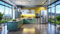 Panoramic Refrigerator Design Modern Kitchen Solutions for Spacious Food Storage and Stunning Visual Impact Royalty Free Stock Photo