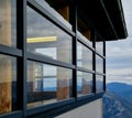 panoramic restaurant with large windows made of quality UV Royalty Free Stock Photo