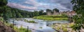 Panoramic of River Wear and Finchale Priory Royalty Free Stock Photo