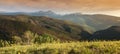 Panoramic Rocky Mountain Peak View at Sunset Vail Colorado Royalty Free Stock Photo