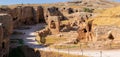 Panoramic ruins of rock cut building in Dara ancient city.