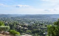 Panoramic rural landscape of hills with the Maritime Alps mountains in the distance near the village Saint-Paul-de-Vence, France Royalty Free Stock Photo