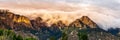 Panoramic of the Sandia mountains captured at sunset and a fog in Albuquerque, New Mexico Royalty Free Stock Photo