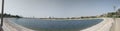 Panoramic scene park Dubai horizon sky blue warm