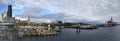 Panoramic scene of the Waterfront Ferry Terminal and cityscape