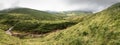 Panoramic scenic landscape in Iraty mountains in summertime, basque country, france