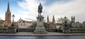 Panoramic scenic view of Aberdeen city centre from Union Terrace and Robert Burns statue, Scotland