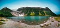 Panoramic Scenic View of Boyumsbreen glacier at Sunset Royalty Free Stock Photo