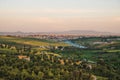 Panoramic scenic view of the city of Medina Fes in Morocco at sunset