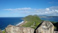 Panoramic Scenic View from Overlook of the Isthmus of Saint Kitts Landscape and Seascape