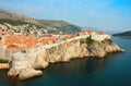 Panoramic sea view of old Dubrovnik with the bay and the city wa Royalty Free Stock Photo