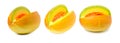 Panoramic of set Sliced cantaloupe thai tropical fruit asian on white background