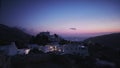 Panoramic shot of Aegiali, Amorgos island in Greece at sunset