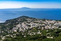 Panoramic shot of Anacapri town, Ischia island, and the Phlegraean Islands viewed from Monte Solaro