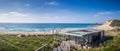 Panoramic shot of a beach at Paredes da Vitoria in Alcobaca, Portugal Royalty Free Stock Photo