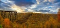 Panoramic shot of a beautiful Kinzua Bridge State Park in Pennsylvania, US in autumn