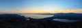 Panoramic shot of the beautiful Lake Tahoe under the sunset in USA Royalty Free Stock Photo