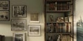 Panoramic shot of bookshelf with books in the library