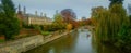 Panoramic shot of the Cam river that streams near Cambridge University Royalty Free Stock Photo
