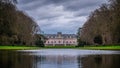 Panoramic shot of the Castle Benrath on a cloudy day background