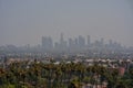 Panoramic shot of the City of Los Angeles and downtown behind the blue haze