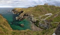 Panoramic shot of the coastline near Tintagel in Cornwall, England, UK Royalty Free Stock Photo