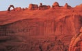 Panoramic shot delicate arch eroded red rock,arches national park, moab, utah Royalty Free Stock Photo
