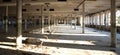 Panoramic shot of an empty big old abandoned industrial building, Pordenone, Italy