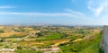Panoramic shot of farm fields in the countryside of Mdina, Malta Royalty Free Stock Photo