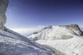 Panoramic shot of the glacial snow-capped mountains and an active volcano in the background of the Iztaccihuatl - Popocatepetl Royalty Free Stock Photo
