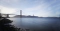 Panoramic shot of the Golden Gate Bridge in USA on thin clouds background Royalty Free Stock Photo