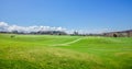 Panoramic shot of a golf course in Otocec, Slovenia on a sunny summer day Royalty Free Stock Photo