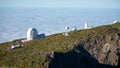 Panoramic shot of the Gran Telescope Canarias Gallegos in Spain on a sloppy hill