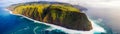 Panoramic shot of the green cliffs of Ponta do Pargo in Madeira Island, Portugal