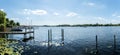 Panoramic shot of Havel River near Heiligensee, Berlin on summer day
