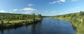 Panoramic shot of the idyllic river Vaesterdalaelven in Saelen
