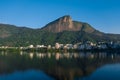 Panoramic shot of Lagoa and Corcovado Mountain in Rio de Janeiro at sunrise