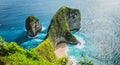 Panoramic shot of Manta Bay or Kelingking Beach on Nusa Penida Island, Bali, Indonesia Royalty Free Stock Photo