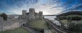 Panoramic shot of a mesmerizing view of Conwy Castle in North Wales Royalty Free Stock Photo