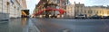 Panoramic shot of Moscow rod street near Christmas decorated Central Department Store TSUM