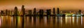 Panoramic shot of the night lights of San Diego Royalty Free Stock Photo